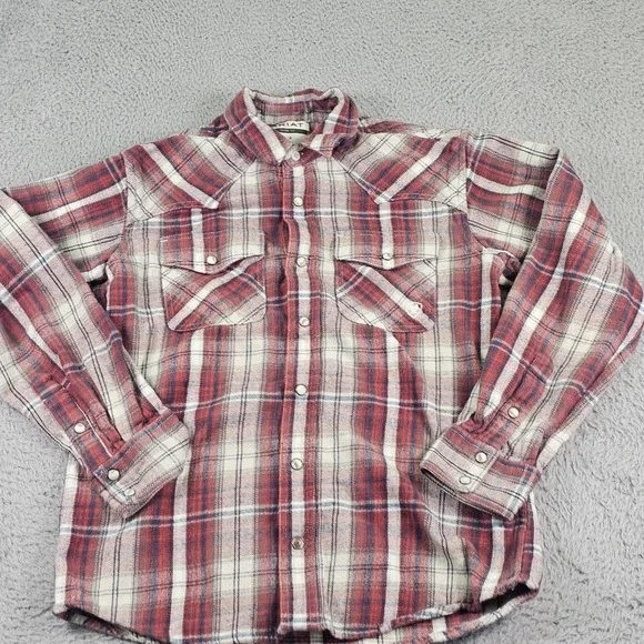 Ariat Shirt Mens Medium Red Plaid Flannel Western Pearl Snap Long Sleeve Retro - Picture 2 of 9